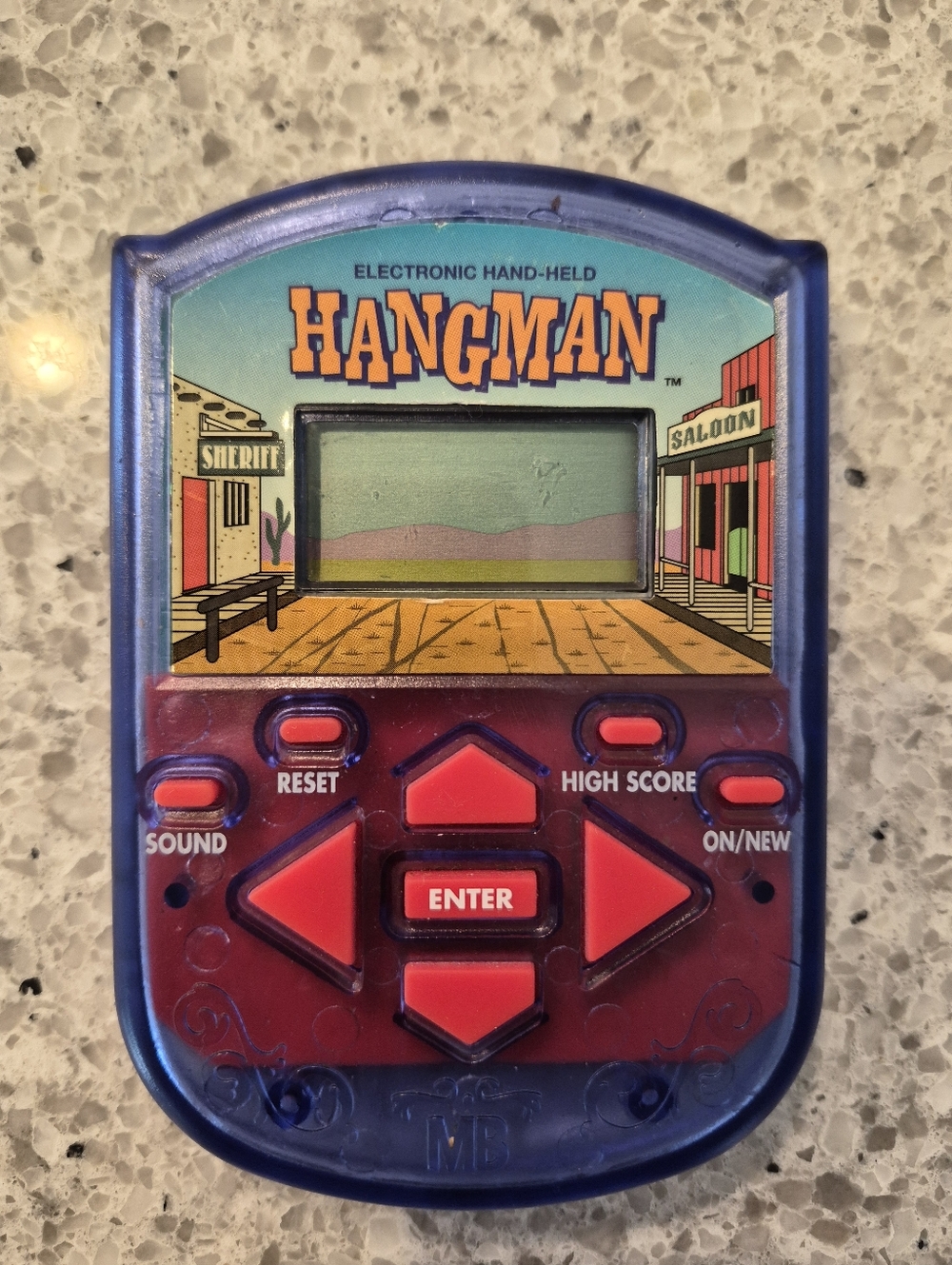 Hangman Electronic Handheld Game Milton Bradley 1995 Pocket Travel - Works!